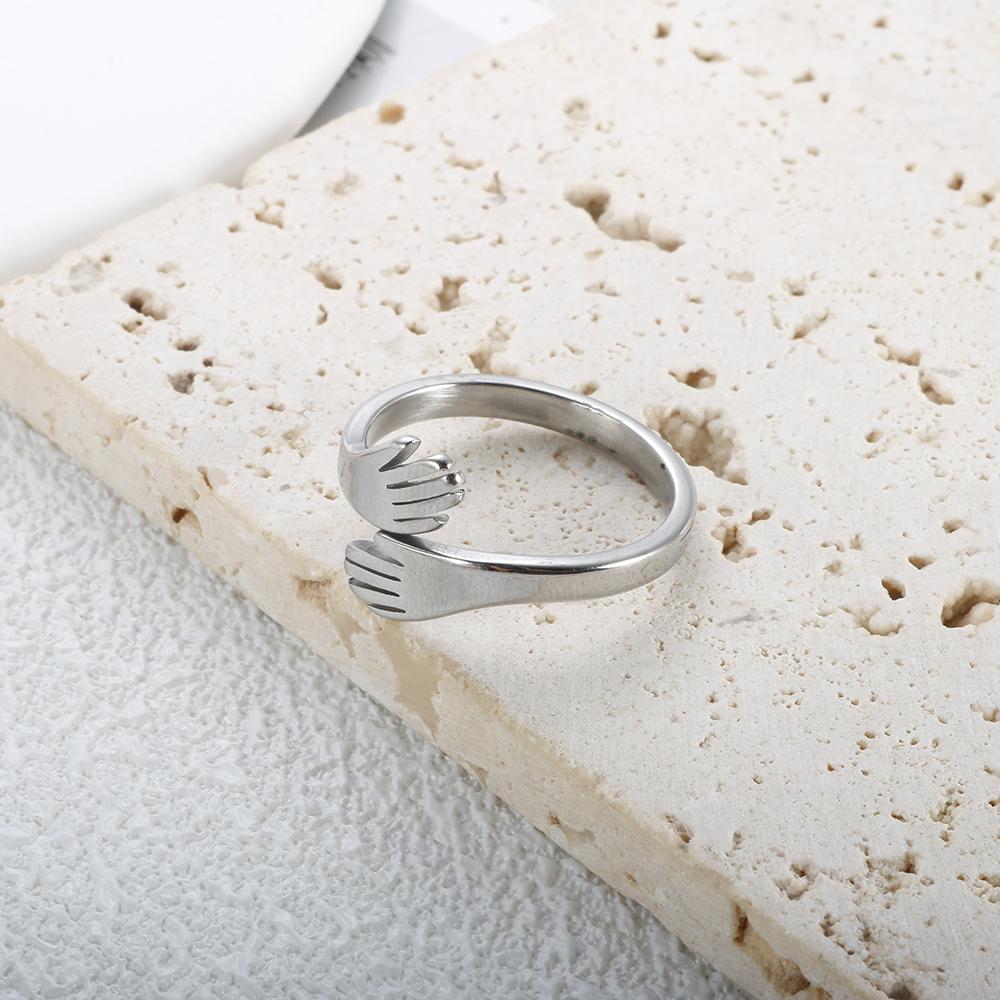 JOVO LOVE Vintage Love Hugging Hands Rings Stainless Steel CopperColor For Women Men Couple Finger Ring Lover Jewelry Gifts New