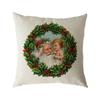 Santa Claus Pillow Case Snowman Color Ball Christmas Wreath Linen Pillow