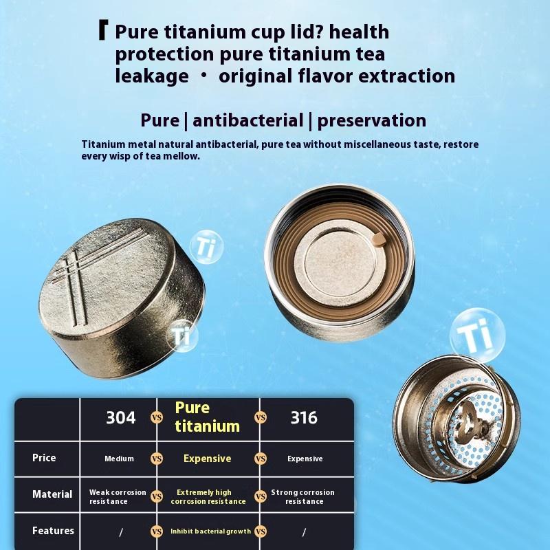 Gianxi Pure Titanium Glass Cup Men'S Tea Cup High Borosilicate Tea Water Separation Cup Office High-End Titanium Cup