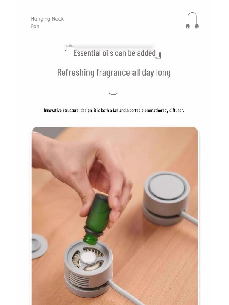 Portable Silent Rechargeable Leafless Neck Fan