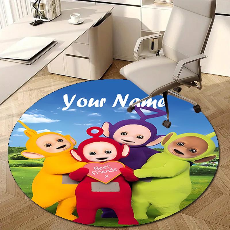 Personalized T-Teletubbies Round Chair Office Rug - Perfect for Mat, Office Chair & More - Ideal Gift for Birthdays and Holidays