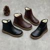 Genuine Leather Cotton Boots Handmade Retro Flat Round Toe Soft Cowhide Wool Women's Short Boots