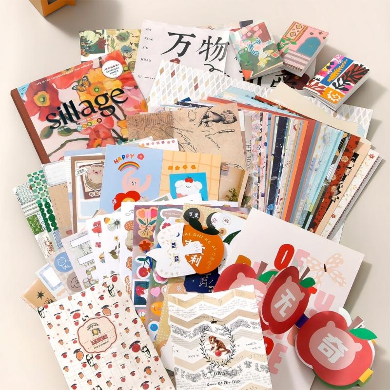 64 Sheets Antique Scrapbooking Background Paper Oil Painting Themed Craft Paper for Journal Embellishment Gift Packaging