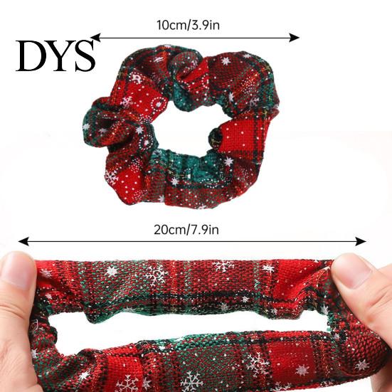 Knitted Elastic Hair Ties 2Pcs Christmas Plaid Scrunchies with Snowflake Patterns for Women Girls, Soft Versatile Bands Holiday Hairstyles,