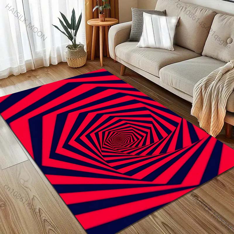 3D Optical Illusion Printing Carpet for Living Room Bedroom Sofa Doormat Home Decor Area Rugged Non-slip Floor Mat Large Size