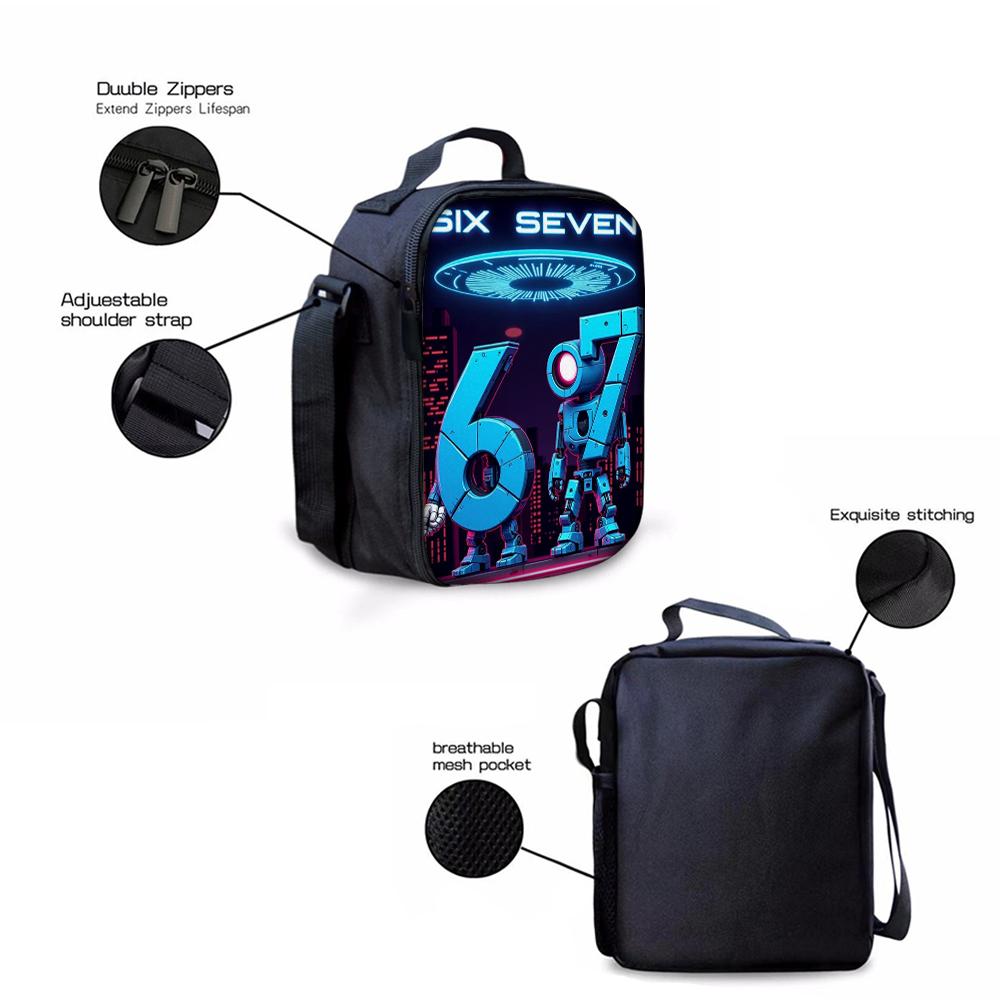 1/2/3/4/5pcs Cartoon Number 67 Print Backpack Set Lightweight Daily Large Capacity School Bag Travel Bag Children Perfect Gift