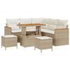 Ensemble de Canapé de Jardin 8 pièces avec Coussins Beige Poly Rattan Acacia, Ensemble de Salle à Manger de Jardin 3 pièces 3363046