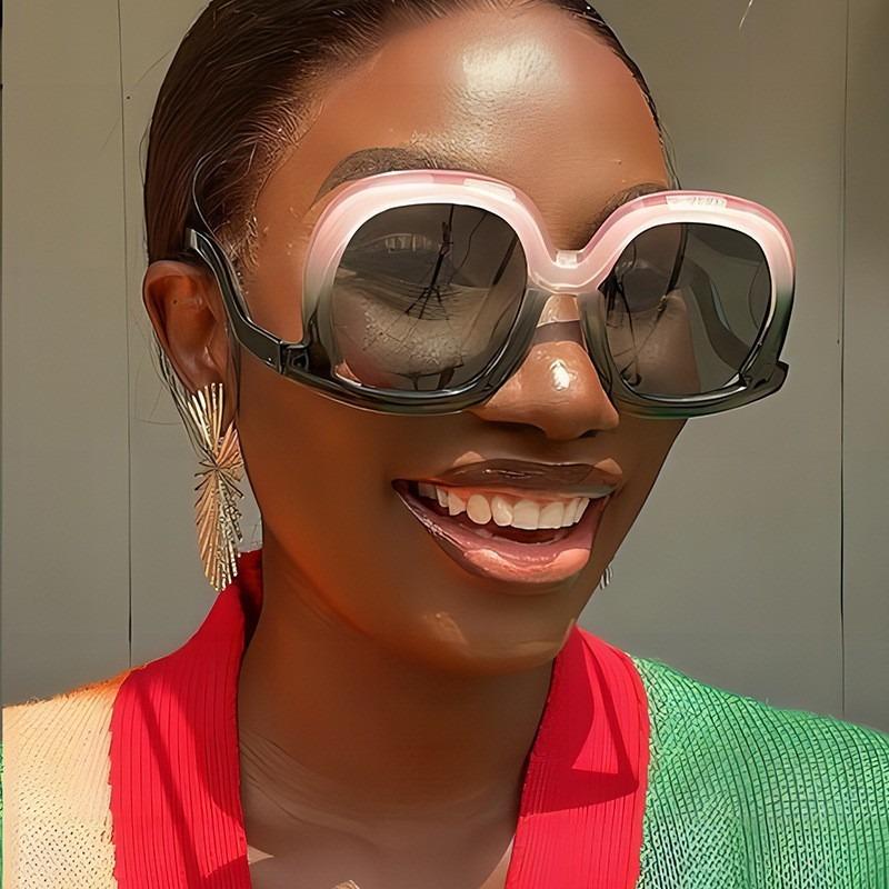 New Women Large Frame Oval Sunglasses Fashion Anti Glare UV400 Protection Retro Outdoor Shading Eyewear