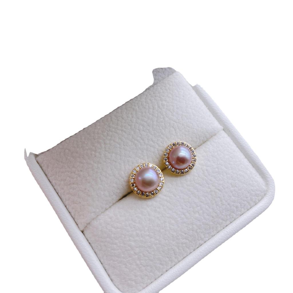 Simple Freshwater Pearl Earrings with Real Gold Electroplated S925 Needle - Cute & Petite Design