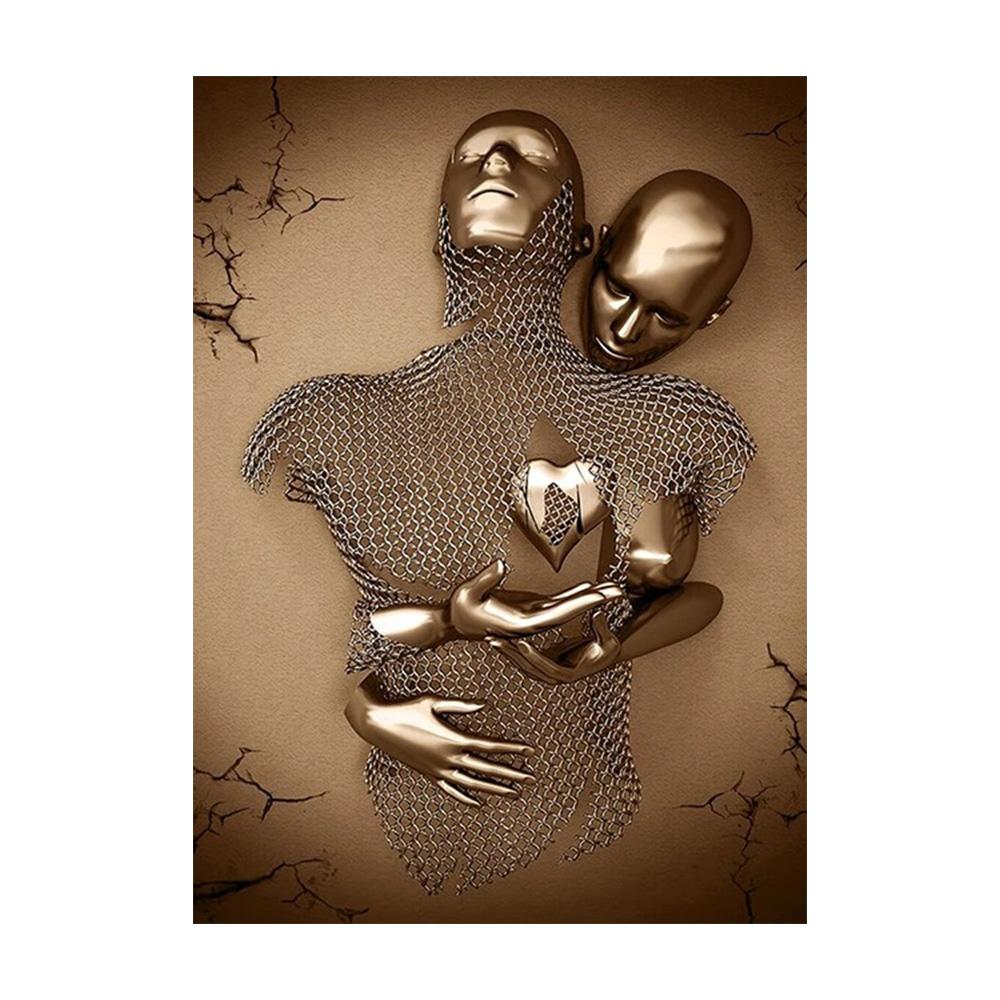 Metal Figure Statue Art Poster High Definition Printing Canvas Painting Prints Couple Sculpture Living Room Home Decor Picture