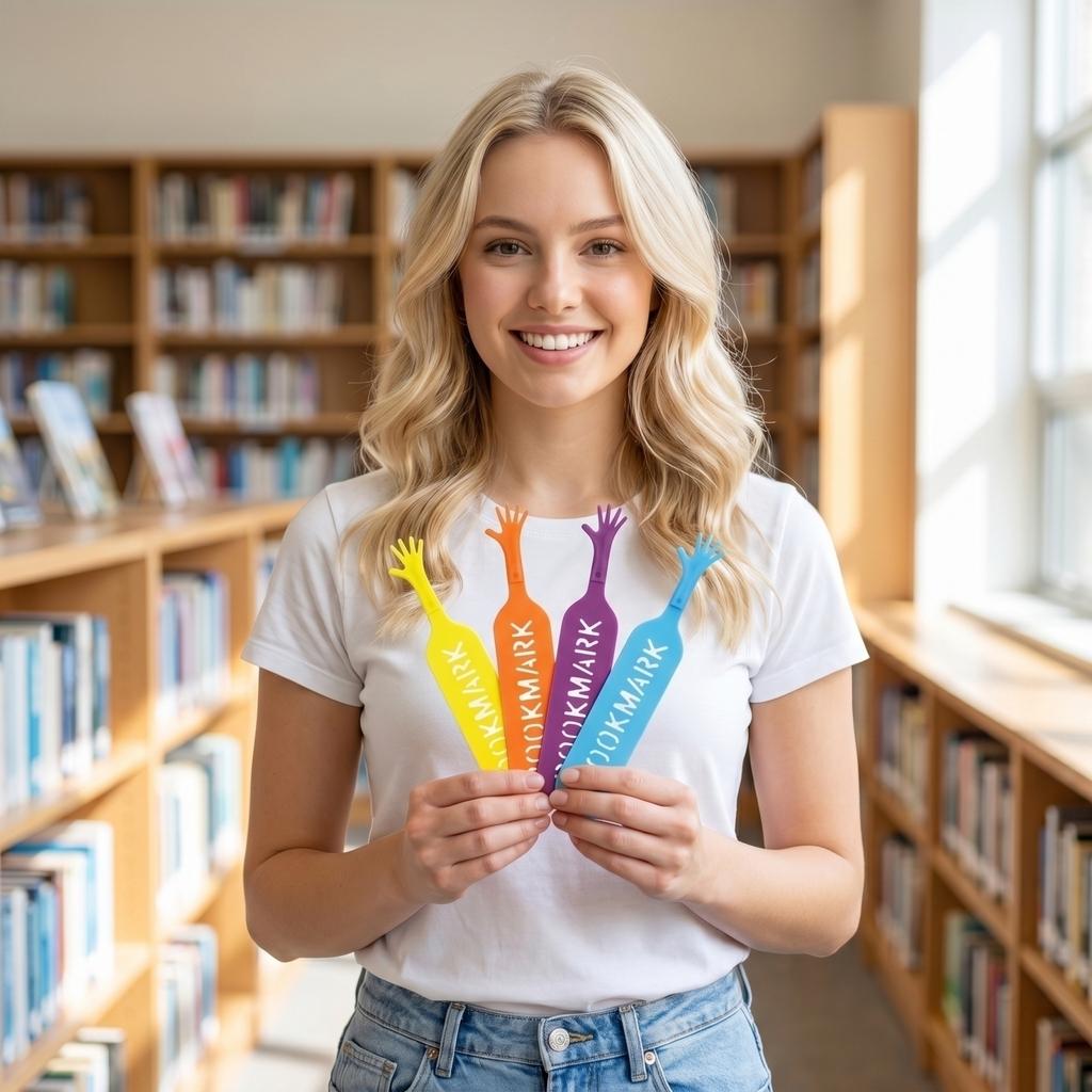 Creative Hand-Shaped Bookmarks Set of 4 Flexible Durable Book Clips with Cutout Text for Paper Marking and Reading Organization