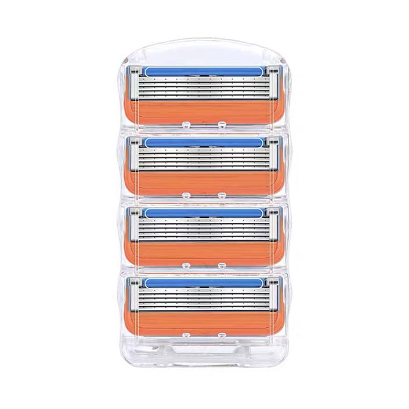 4pcs Five Blade Manual Razor Replacement Blades Compatible with Five Layer Cartridge Shaving Razor Heads Pack of 4 One Size оранжевый
