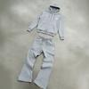 Men's Z-label Hooded Zipper Sweater, Micro-sweatpants Two-piece Suit, Black Casual High Street Sportswear