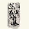 Luxury Black Angel Death Demon Phone Case for iPhone 17 AIR 16 15 14 13 12 11 PRO MAX XS XR 7 8 PLUS Y2K Camera Protection Cover