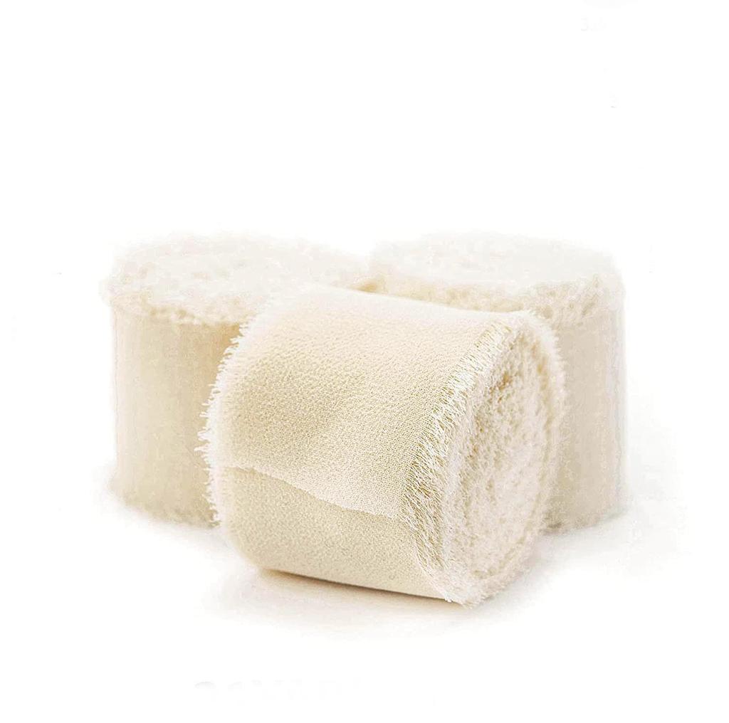 Hand-Torn Raw Edge Chiffon Ribbon Bouquet Streamer for Wedding Flowers