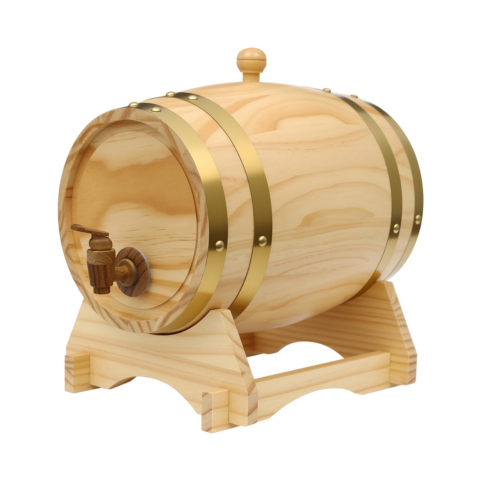 

5L Wooden Wine Aging Barrel with Faucet, Pine Oak Whiskey Beer Storage Keg, Home Bar Decor for Liquor Rum, Gift for Wine Lovers