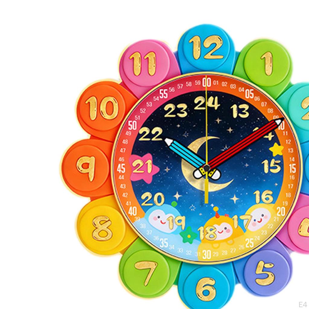 Learning Clock for Kids Analog To Tell Time Teaching Classroom Bedroom