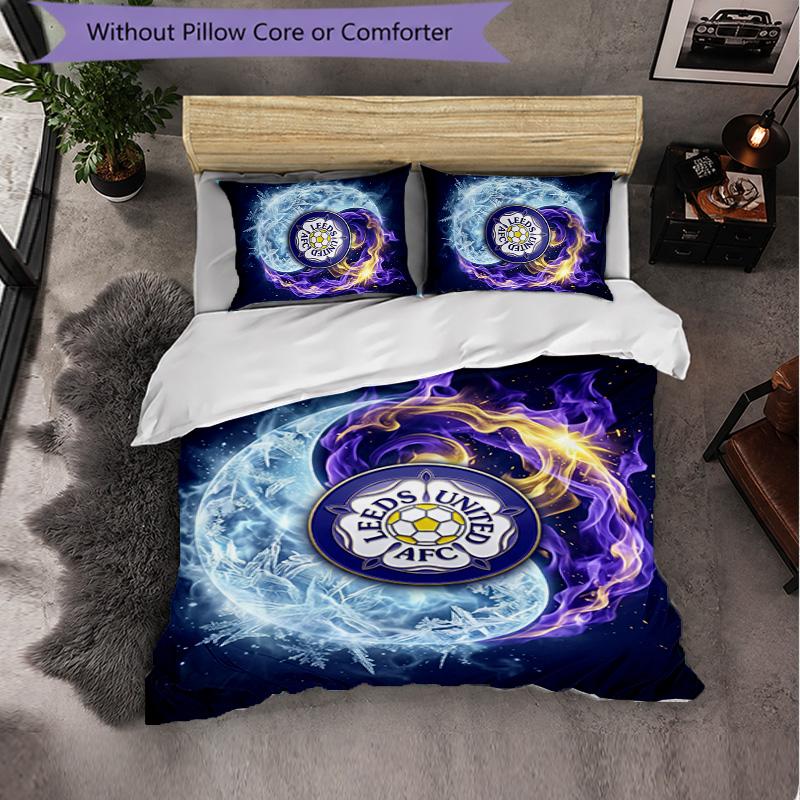 Leeds United Football Set Lenzuola 3 Pezzi Morbido Set Copripiumino con Federe Set Decorazione Camera da Letto per la Casa