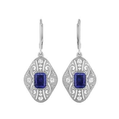Lapis-Filigran-Hängeohrringe für Damen-Hochzeitsohrringe-925er Sterlingsilber