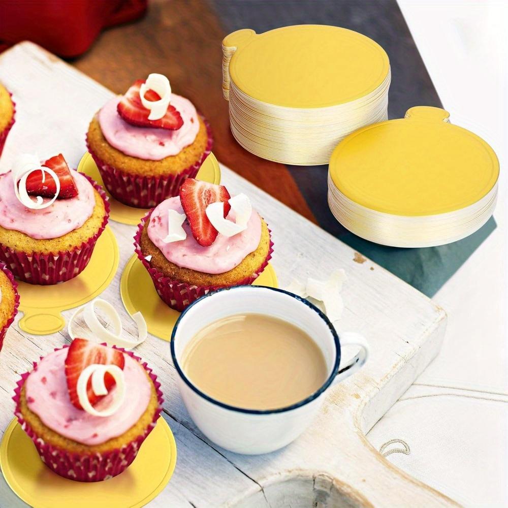 200pcs Mini Cake Boards, 3.2 Inch Gold and Silver Round Cake Cardboard, Circle Cake Bases, Dessert Boards for Cake Decorating, Weddings, Party