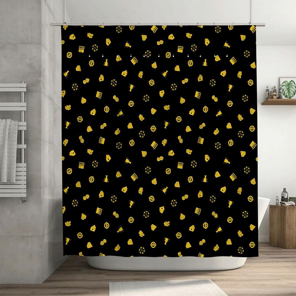 Black and yellow waterproof bathroom curtains with a pattern design for home decor custom-made shower curtain