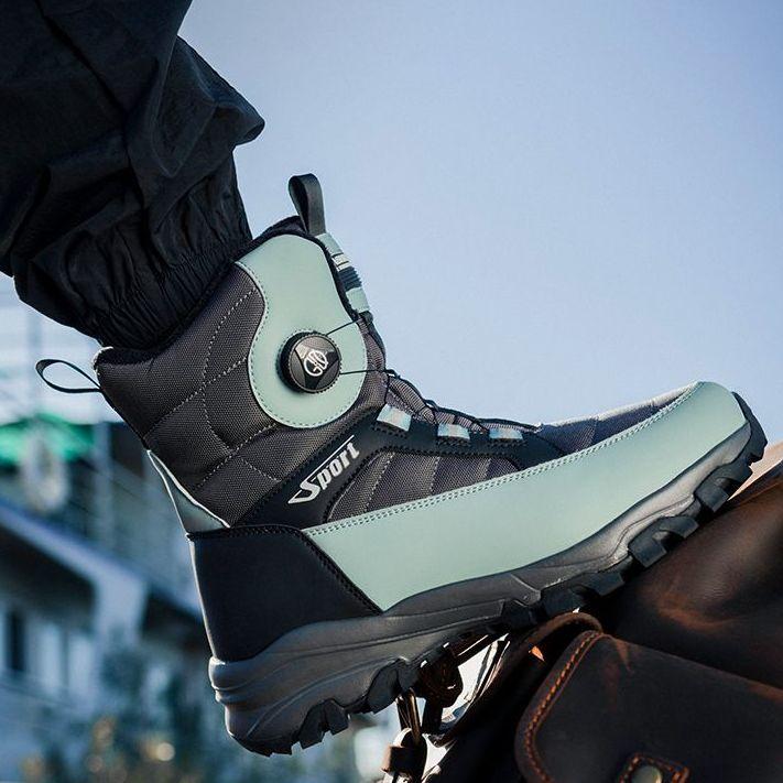 Warme Herren Schneestiefel Wasserdicht Outdoor Winter Gedrehter Knopf Herren Baumwollschuhe Mann Winter Wanderschuhe