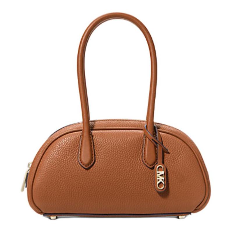 MICHAEL KORS Lulu gold hardware zipper closure pebbled leather handbag small women s brown золотой