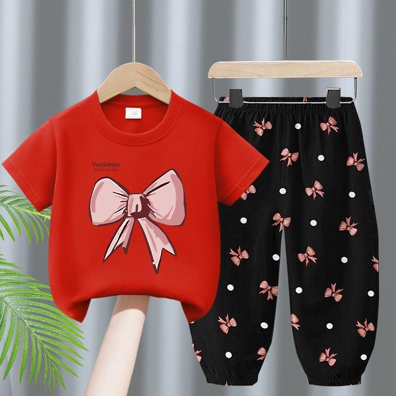 2 pezzi/set set estivi abbigliamento per bambini ragazze bambini vestiti per bambini piccoli carino moda t-shirt top + pantaloni vestiti per bambine