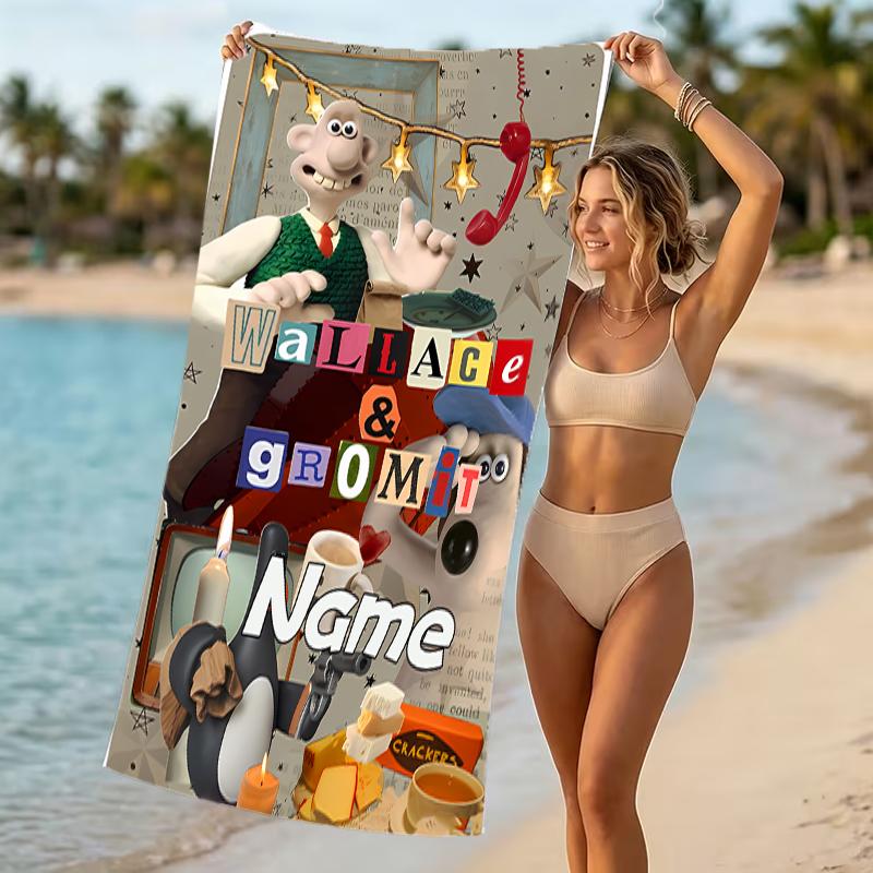 Customizable Personalized Beach Towels Wallace and Gromit Themed designs.Suitable for the Beach, Yoga, Sports;ideal As Beach Accessories