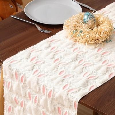 Rabbit Pattern Easter Table Runner Soft Fashion Nordic Table Flag Thickened Long Table Runner Dining Table