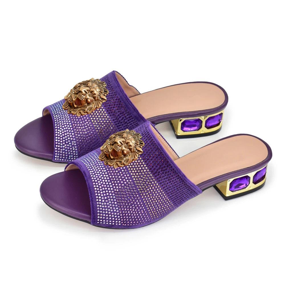 

Летние парные шлепанцы Дизайнерский бренд Повседневные пляжные тапочки женские Стразы роскошные сандалии Итальянский стиль для званого ужина 44 фиолетовый