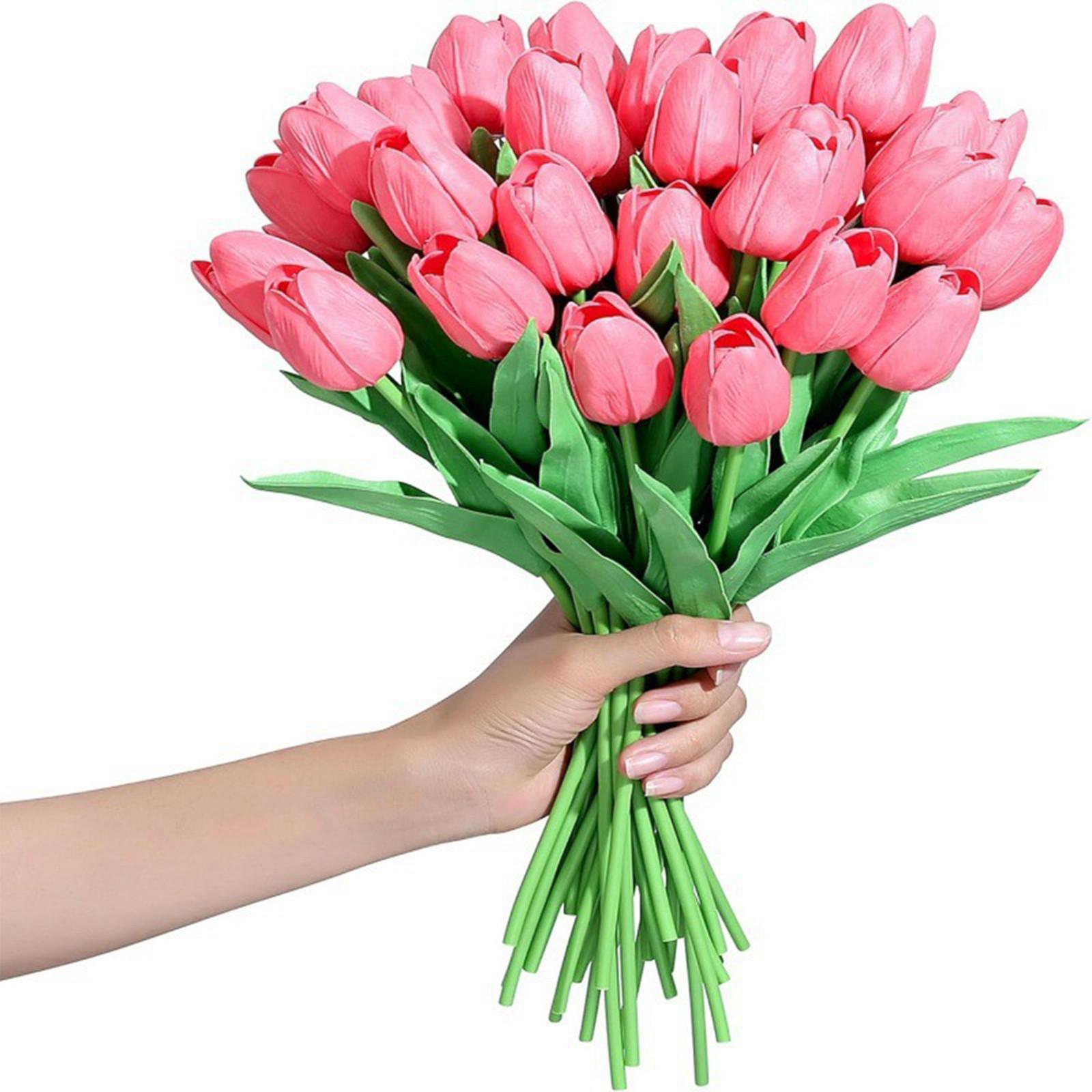 

10 штук искусственных шелковых поддельных цветов 13,5 дюймов для весенних подарков на День матери, пасхальных подарков, украшения для дома, кухни, свадьбы One Size горячий розовый