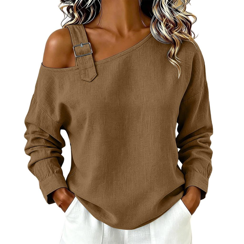 2026 Off-the-Shoulder Asymmetrical Long Sleeve Women's Fashion Camisole