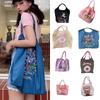 Borsa Tote da Shopping Ricamata con Catena a Palline Giapponese in Tessuto Oxford