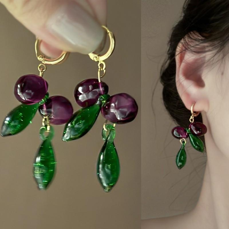 Silver Needle Green Butterfly Flower Pearl Stud Earrings Small Fresh High-end Earrings Earrings Women