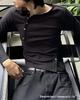 Unisex Casual Slim Long Sleeve T-Shirt with Side Button Design