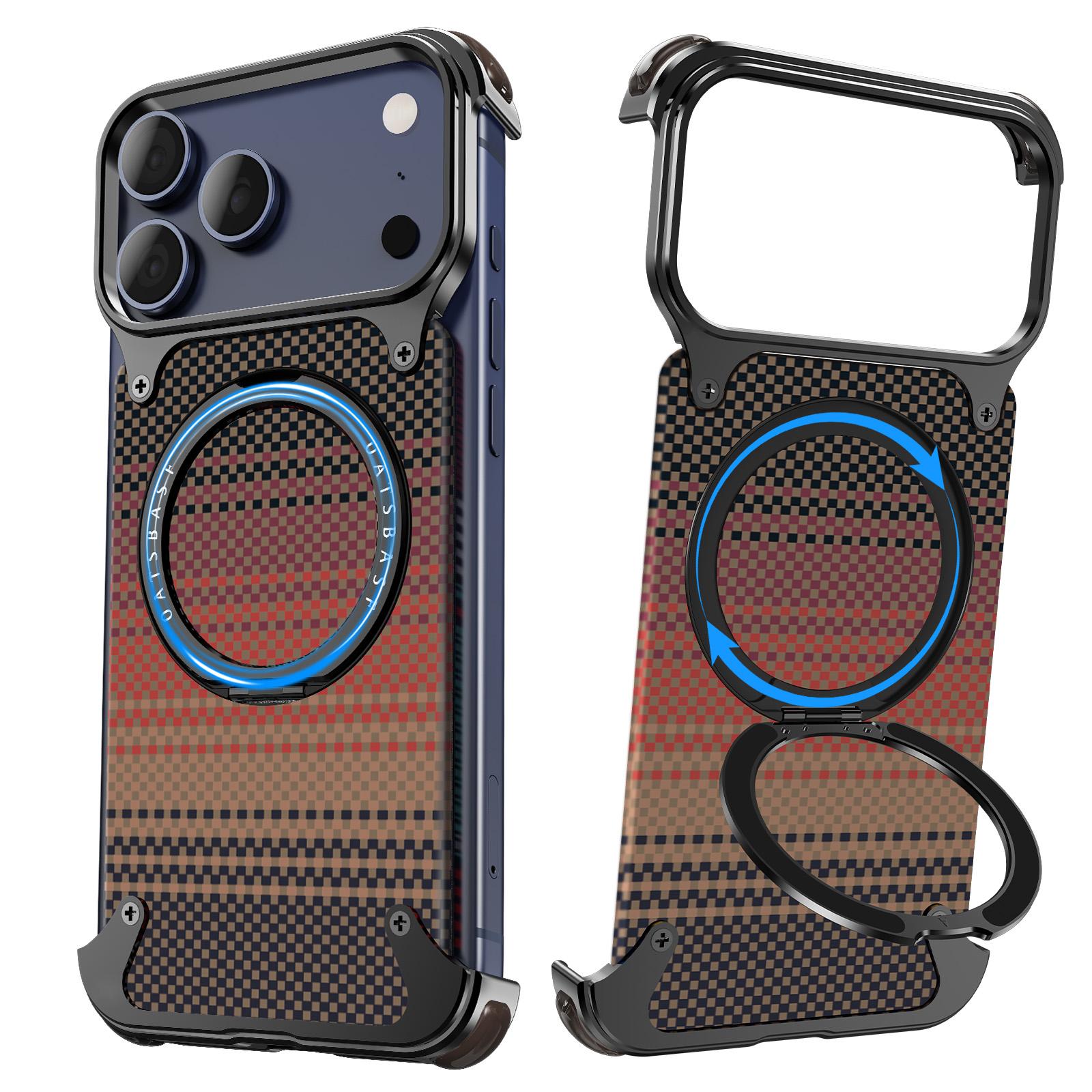 

Eary Kevlar Case for iPhone 17 Pro Max Bumper with Stand 360°Rotation Magnetic Kickstand Shockproof Drop Protection Phone Cover iPhone17 Pro чёрный