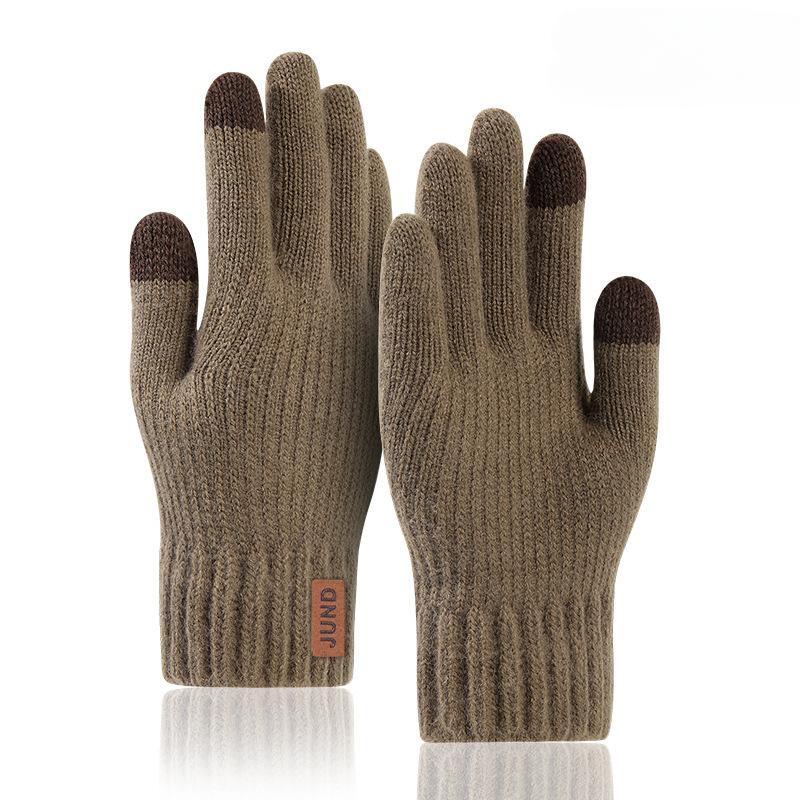 Knitted Wool Cold Proof Warm Gloves Men Thick Outdoor Riding Fleece Lined Touchscreen Winter Gloves with Touchscreen Feature