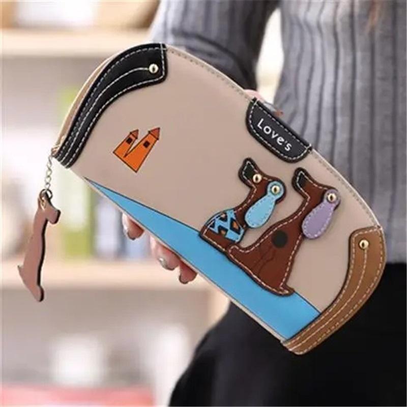 Long Zipper Ladies Wallet Cartoon Dog Handbag Fresh Korean Style Multi-Function Coin Purse Money Clip Card Bag