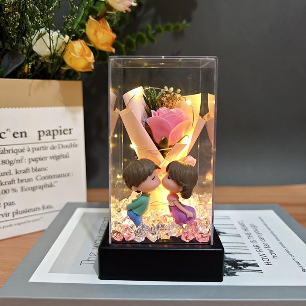 with Transparent Cover Rose Lampshade Mother s Day Valentine s Day Couple Gift A1-Pink