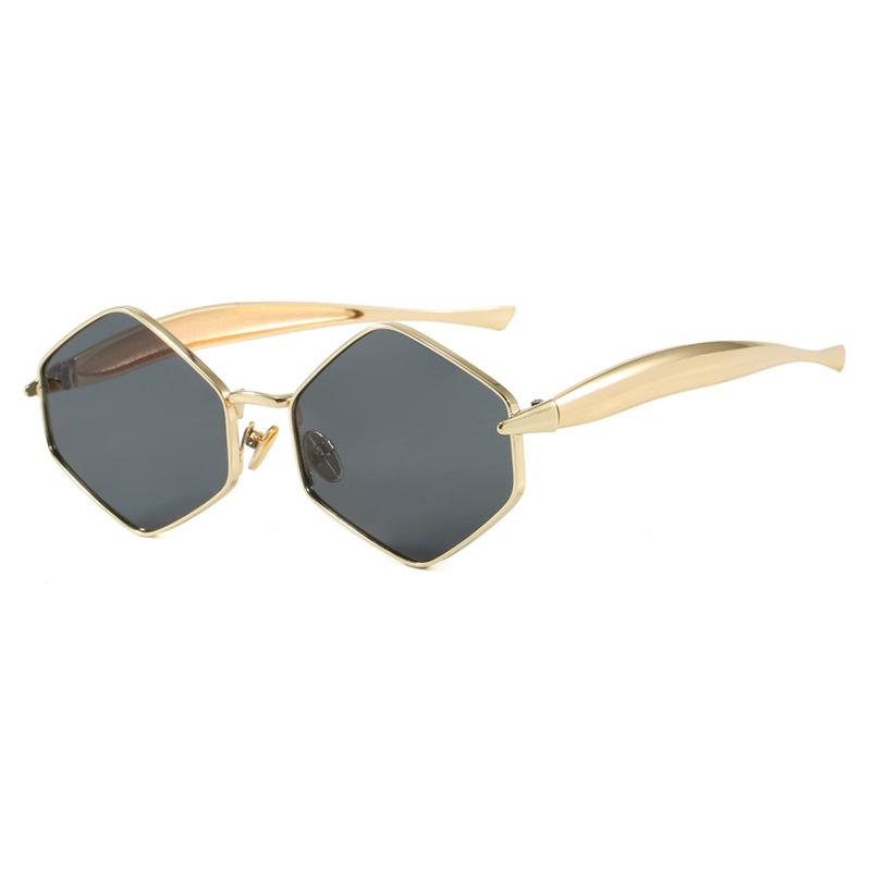 Fashionable Diamond Shaped Irregular Sunglasses Retro Metal Sun Protection High-End Concave Shaped Glasses Uv400 Shades Eyewear