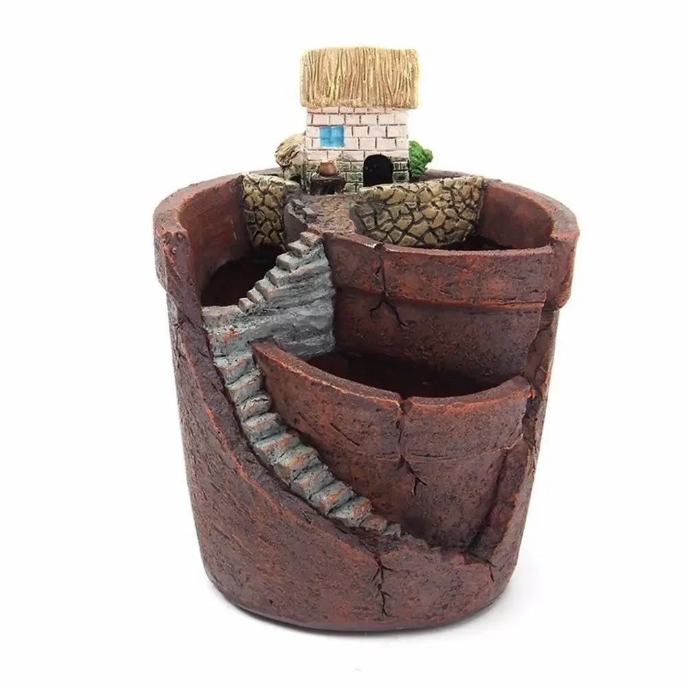 Bathromm 9X12cm Green  Plants Home Decor Flower Pots Bonsai Pot Sky Garden Planter Succulent Flower Basket коричневый