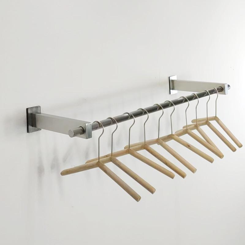 Women s Clothing Wall-Mounted Display Rack – Stainless Steel Brushed Side Hanging Shelves