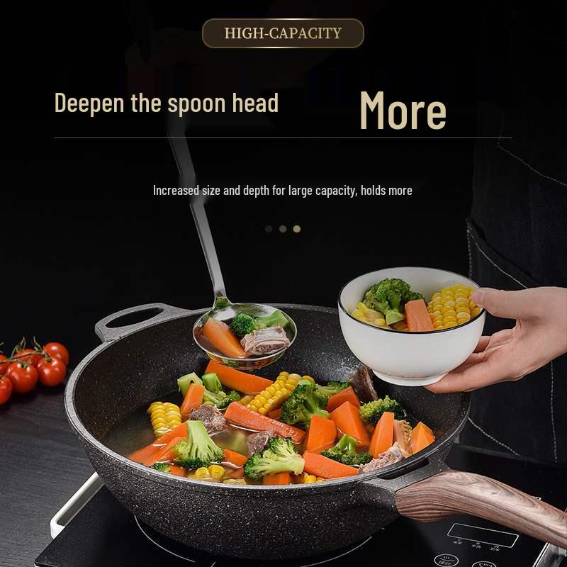 Thickened 304 Stainless Steel Slotted Spoon & Large Soup Ladle Set with Long Handle for Kitchen.