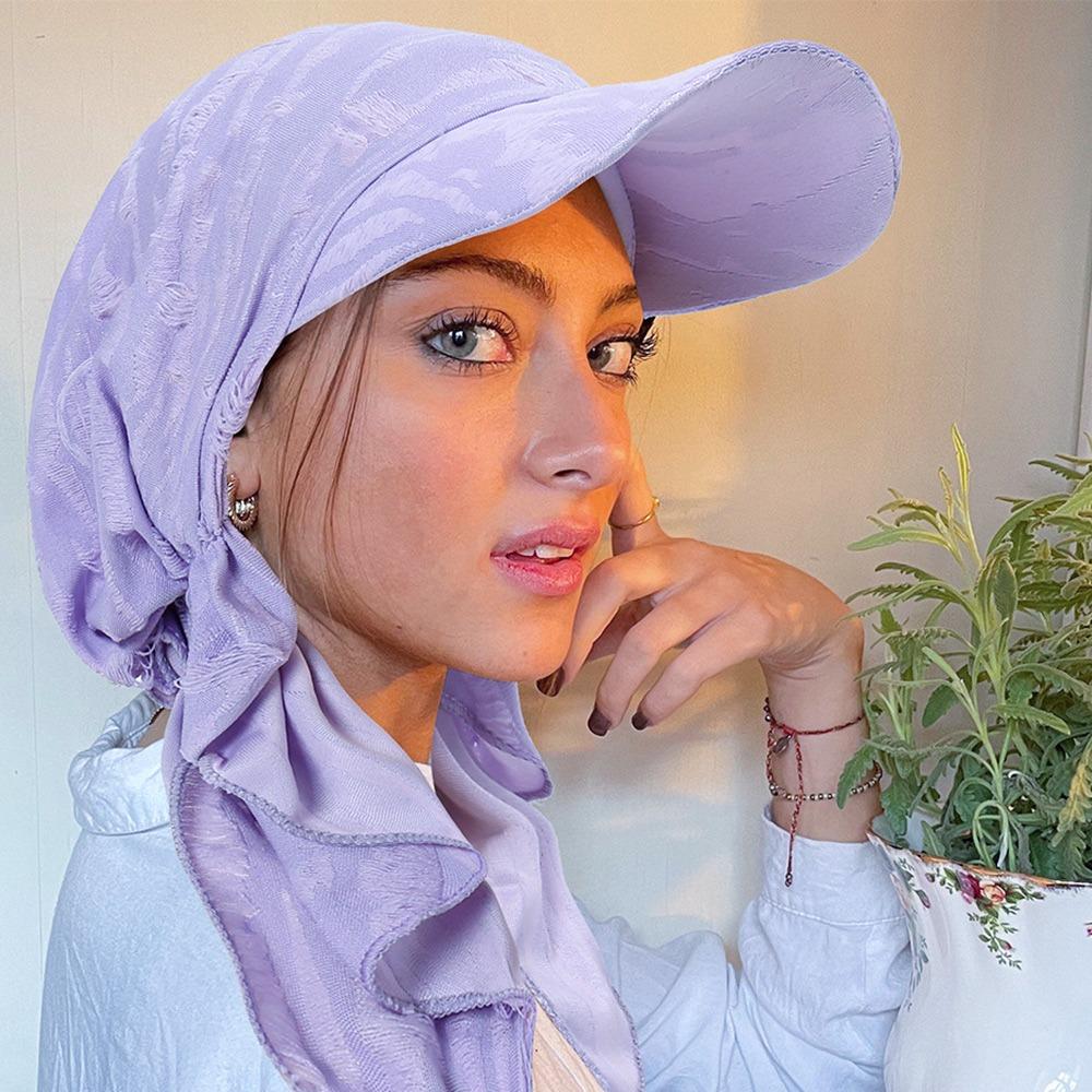 

with Pre-Tied Sun Hat Breathable Headscarf Cap Fashion Bandana Brim Hat Women