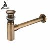 Luxus Flaschensiphon Messing Rund Siphon Silber Gebürstete Bronze Schwarz P-Siphon Badezimmer Waschtisch Rohr Abfluss Mit Pop-Up Ablauf 6920