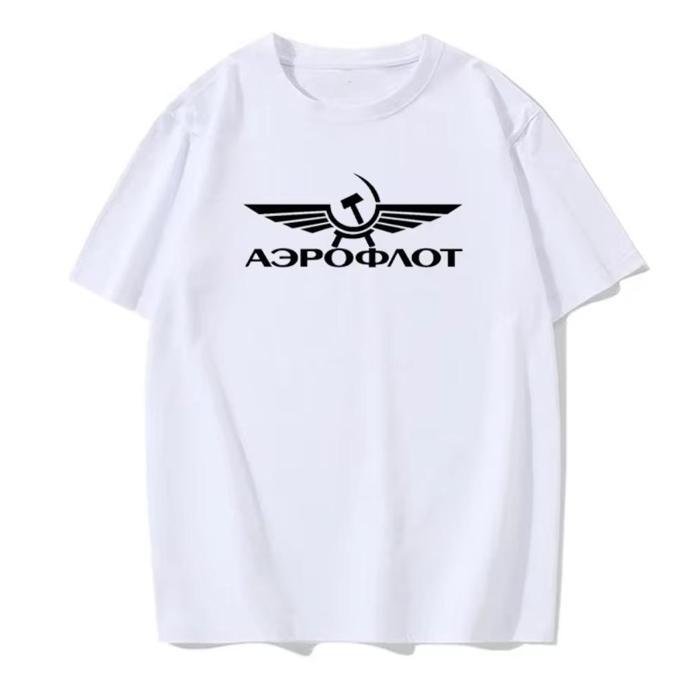 Aeroflot Russian  AviationT-shirt Men's Summer Round Neck European Size Cotton Short-sleeved Fashion Casual T-shirt