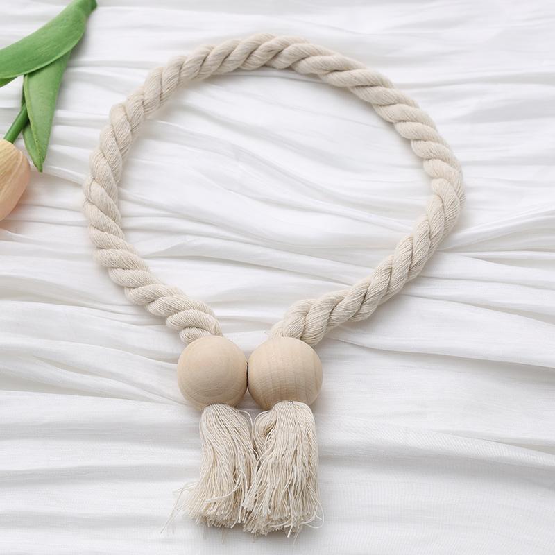 Magnetic Window Curtain Tiebacks,Wooden Tassel Curtain Buckle,Suitable for Bedroom Living Room Kitchen Curtain Hook