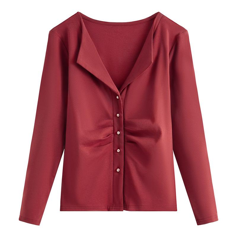 Spring and Autumn Women's Slim Long Sleeve Casual Hundred Bottom T-shirt