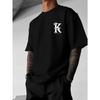 European Size Men's Loose Fit White KING Letter Print T-Shirt , Breathable Casual Sport Crew Neck Short Sleeve, Striking Black and White KING Graphic